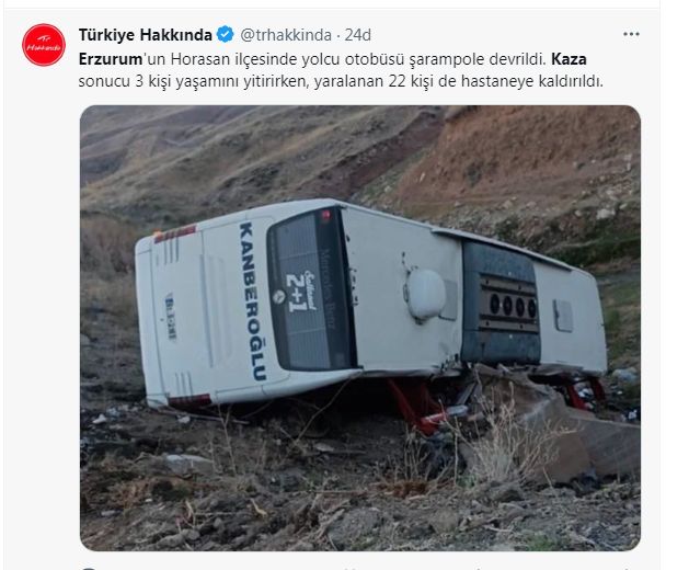 24 Eylül Erzurum Horasan Yolcu Otobüsü Kazası; Ölü ve Yaralılar Var