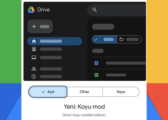 Google Drive'ın Yeni Arayüzü: Koyu Mod