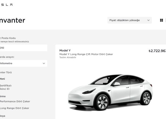 Tesla Model Y için Türkiye’de “Envanter” satışları başladı