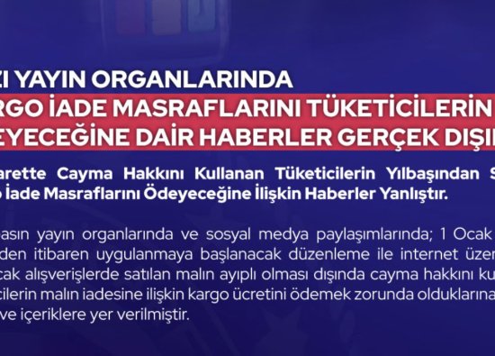 Ticaret Bakanlığı'nın Kargo İade Ücreti Açıklaması