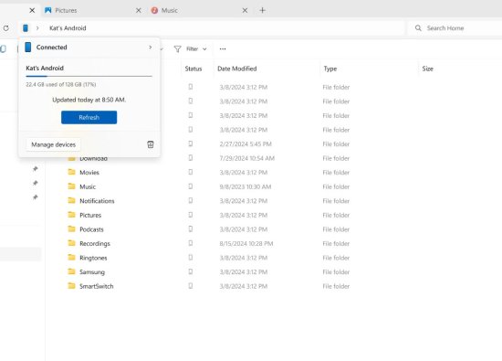 Windows 11, Android Telefonları Dosya Gezgininin İçerisine Ekliyor