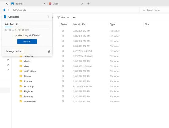 Windows 11, Android Telefonları Dosya Gezgininin İçerisine Ekliyor