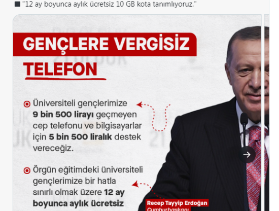 Cumhurbaşkanı Erdoğan Müjdeyi Verdi; Üniversite Öğrencilerine 5500 TL Bilgisayar Ve Cep Telefonu Desteği